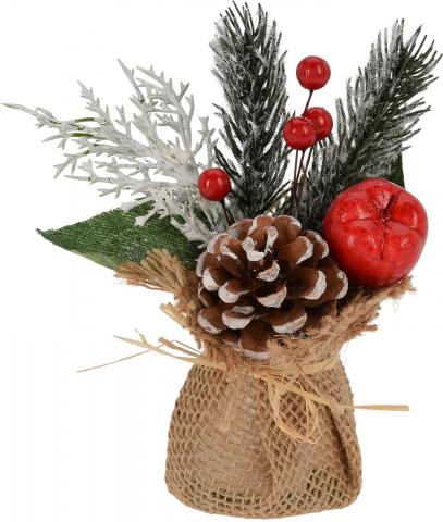 Коледна декорация в торбичка 16см, снимка 3 - Коледни изкуствени цветя