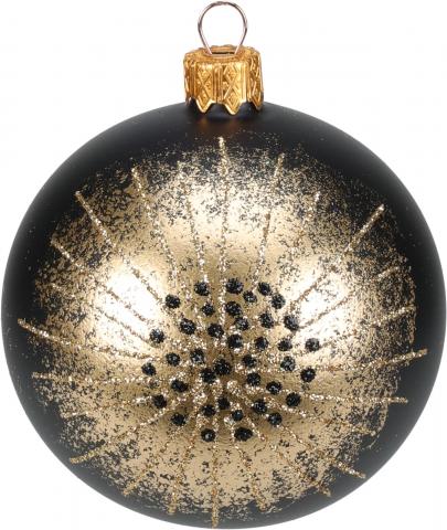Коледна топка 6см, 
блестяща звезда, 
сива/черна, стъклена,
ръчна изработка, снимка 5 - Коледа