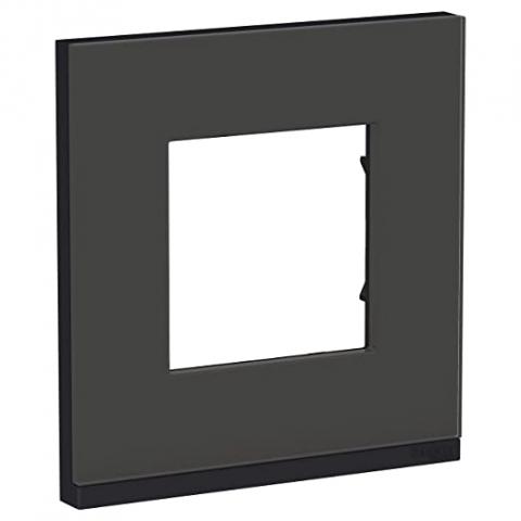 Декор. рамка Unica Pure 1X, черно стъкло - Ключове и контакти