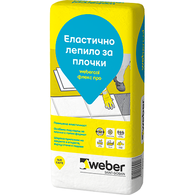 Еласт. лепило Weber Флекспро C2TES1 25кг - Лепила за плочки