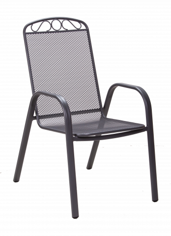 Градински стол MELFI с подлакътници, сив - Метални столове