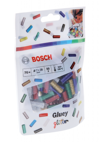 Силиконови пръчки блестящи Gluey Bosch 70 бр., снимка 2 - Топло лепене