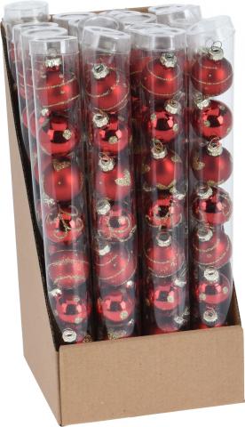 Коледни топки-сет 8х3см, 
червени, стъклени, снимка 2 - Коледа
