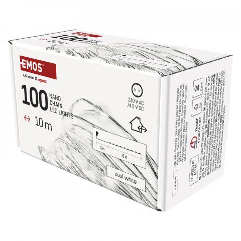 LED коледна верига сребриста, 10м студено бяла, снимка 3 - Светеща верига