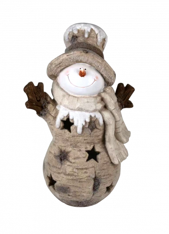 Фигура Снежен човек с елха 23х16х45 см магнезий - Коледни фигури