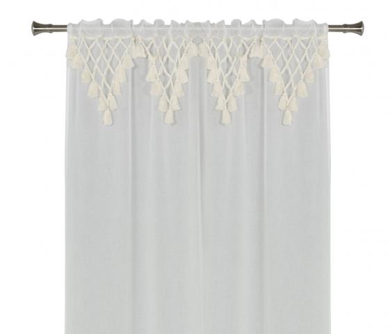 Готово перде воал Boho 140x260 см бяло, снимка 2 - Пердета и аксесоари