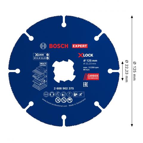 Карбиден диск Bosch Expert MM 125х22.23 мм, снимка 2 - Дискове за други материали