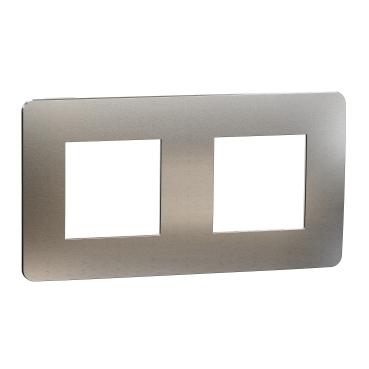 Декор. рамка Unica Studio Metal 2X,  светъл алуминий/бял - Ключове и контакти