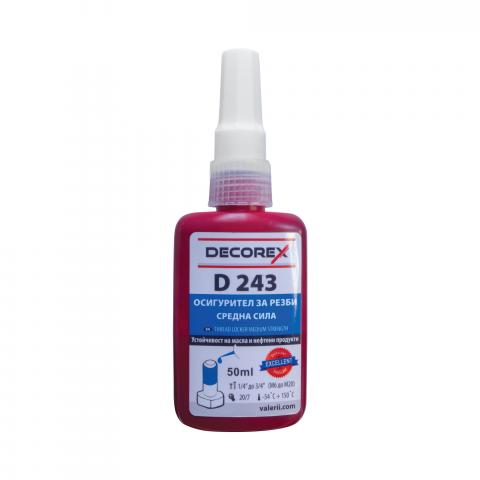 Лепило за резби средна якост D243 50 мл. DECOREX - Защита от ръжда