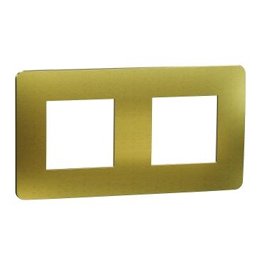 Декор. рамка Unica Studio Metal 2X,  злато/бял - Ключове и контакти