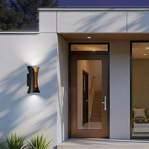 LED фасаден аплик Boston 10W 230V IP65 черно/злато, снимка 9 - Градински лампи