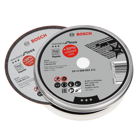 Комплект дискове Bosch за Inox 125 мм 10 бр., снимка 2 - Дискове за рязане на метал