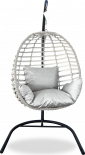 Висящ стол сив PE ратан, сива възглавница