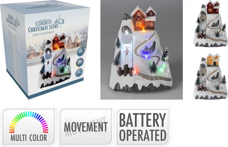 Фигурка зимна къщичка в планината 21 см, снимка 2 - Коледни фигурки