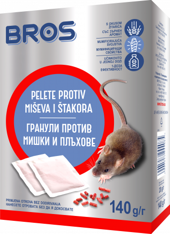 БРОС Отрова гранули против мишки и плъхове 140 гр - Спрейове, лепила и други хим. продукти