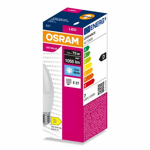 LED крушка OSRAM CLB75 E27 1055lm 4000K 7W, снимка 4 - Лед крушки е27
