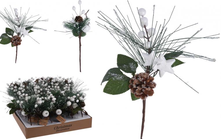 Клонче със сняг - Коледни изкуствени цветя