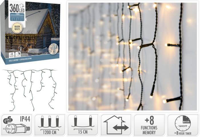 Светлинна завеса OUT 360 LED, топло-бяла светл. - Светеща мрежа/завеса