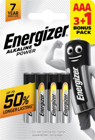 Батерии Energizer Alkaline Power AAA 3+1 бр. - Батерии