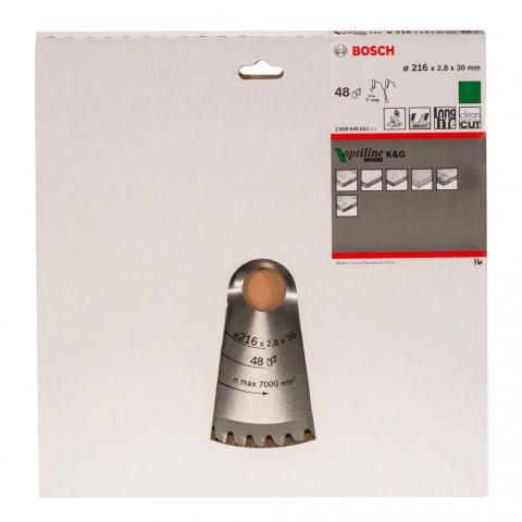 Диск за циркуляр Optiline for Wood 216x30x2.8 мм 48 Bosch, снимка 2 - Циркулярни дискове