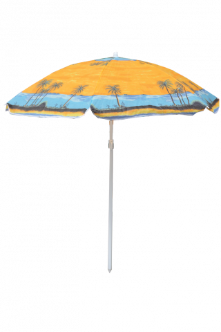Плажен чадър ф160см., оранжев с палми - Плажни чадъри