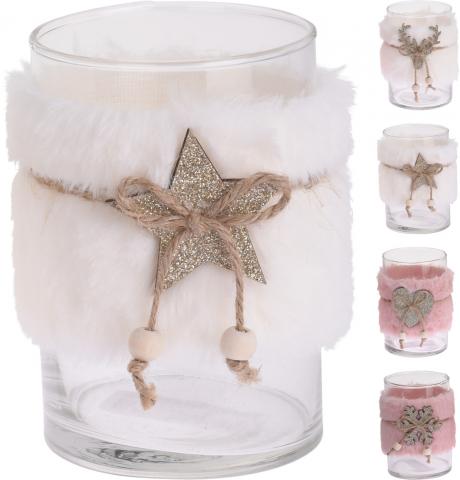 Свещник с кожен декор 12 см - Декорация