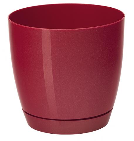 Саксия Toscana ф13см, червена с клик-подложка - Пластмасови саксии