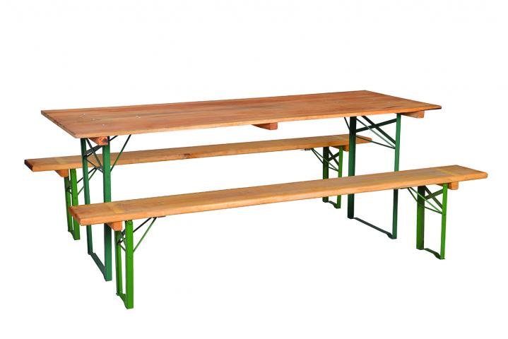 Бирен сет маса+2 пейки - Дървени гарнитури