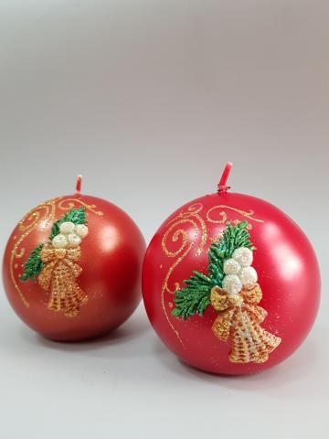 Коледна свещ топка с декорация, снимка 3 - Коледни артикули