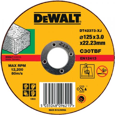 Абразивен диск за рязане неметал DeWalt 125 мм - Дискове за рязане неметал