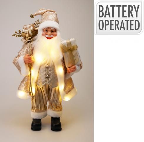 Коледна фигурка Дядо Коледа LED 60 см златист, снимка 2 - Светещи фигури