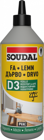 Soudal лепило за дърво D3 водоустойчиво 750гр - Лепила за дърво
