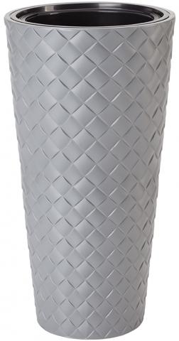 Кашпа Makata Slim ф30см сиво, с вътрешен контейнер - Пластмасови кашпи