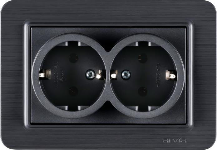 Lavin графитеносив двоен контакт шуко 2х(2Р+Е) 16А 250V - Ключове и контакти