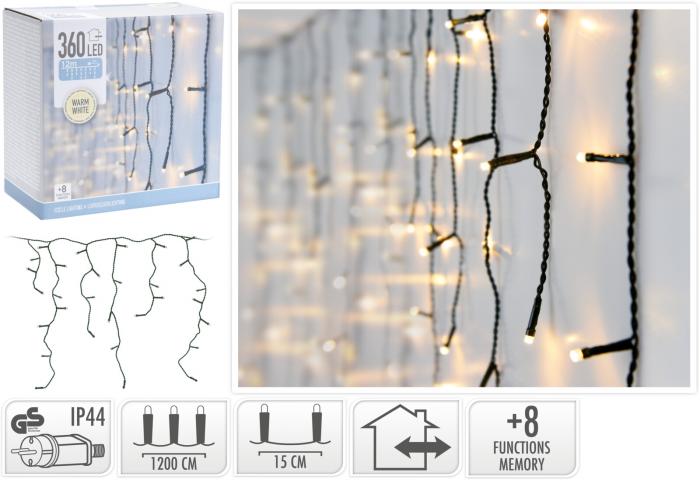 Светлинна завеса OUT 360 LED, топло-бяло - Светеща мрежа/завеса