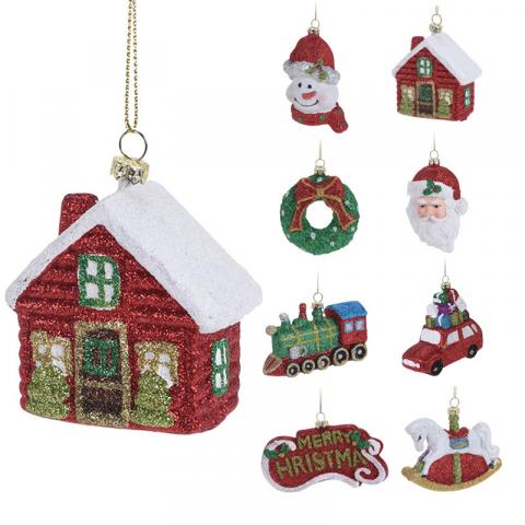 Висяща коледна фигурка 9 см 9 дизайна - Висулки за елха