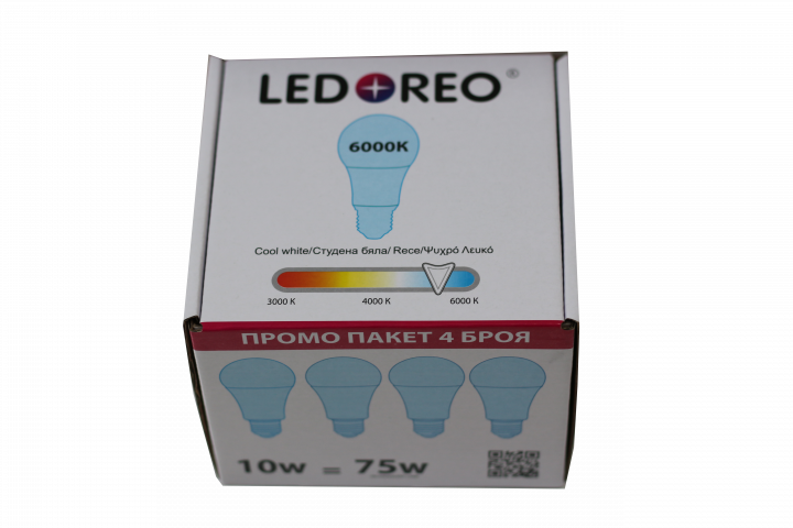 LED крушка 10W E27 6000K - пакет 4 бр - Лед крушки е27