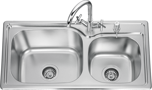 Кухненска мивка алпака- двойна 760х390х180 - Мивки алпака