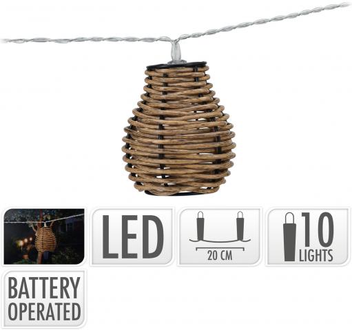 LED соларна верига ратан - 10 бр - Соларни лампи