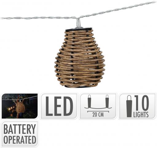 LED соларна верига ратан - 10 бр - Соларни лампи
