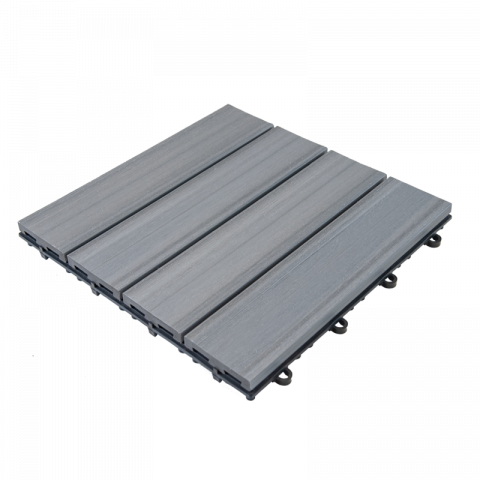 Декинг WPC плочкa PREMIUM 30х30x2,8cm, Светло сив - Дървени плочки