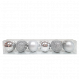 Коледни топки 8 см 6 бр. сиви