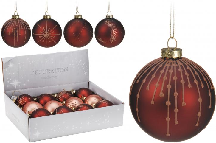 Коледни топки 70мм стъклени, бордо или златисто - Коледа