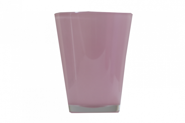 Стъклена кашпа 14.5 см розова, снимка 2 - Керамични кашпи