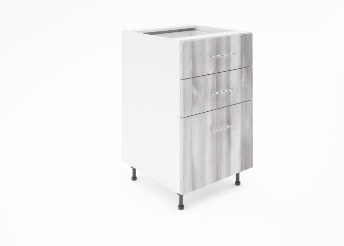 Крафт D3 долен шкаф с три чекмеджета 50см, дъб пикардия - Модулни кухни с онлайн поръчка