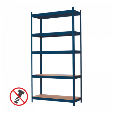 Стелаж 180х90х40 см 5х175 кг син - Метални стелажи