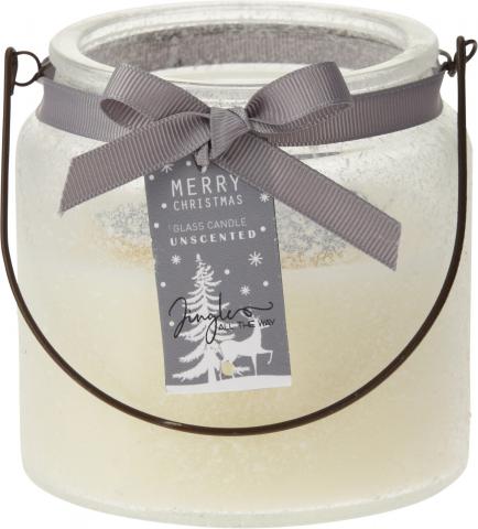 Коледна свещ в буркан бяла 10 см - Коледни артикули