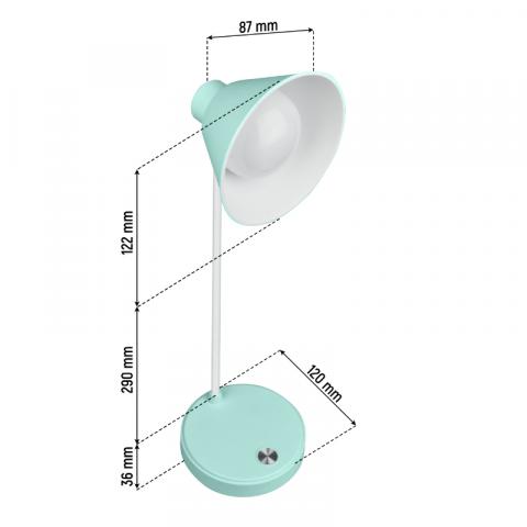 LED работна лампа, акумулаторна, 150 lm, 3000/4000/6400 K, зелен, снимка 5 - Лампи за бюро