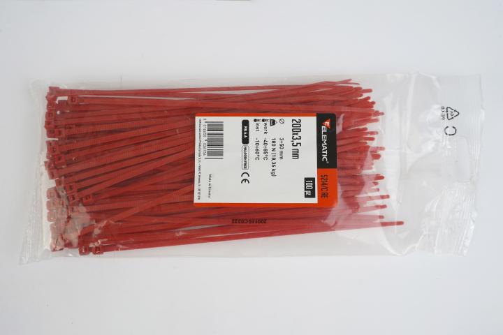 Червени кабелни превръзки Elematic 200/3,5, снимка 2 - Крепежни изделия