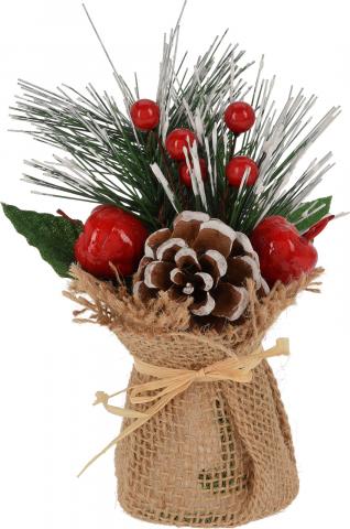 Коледна декорация в торбичка 16см, снимка 4 - Коледни изкуствени цветя